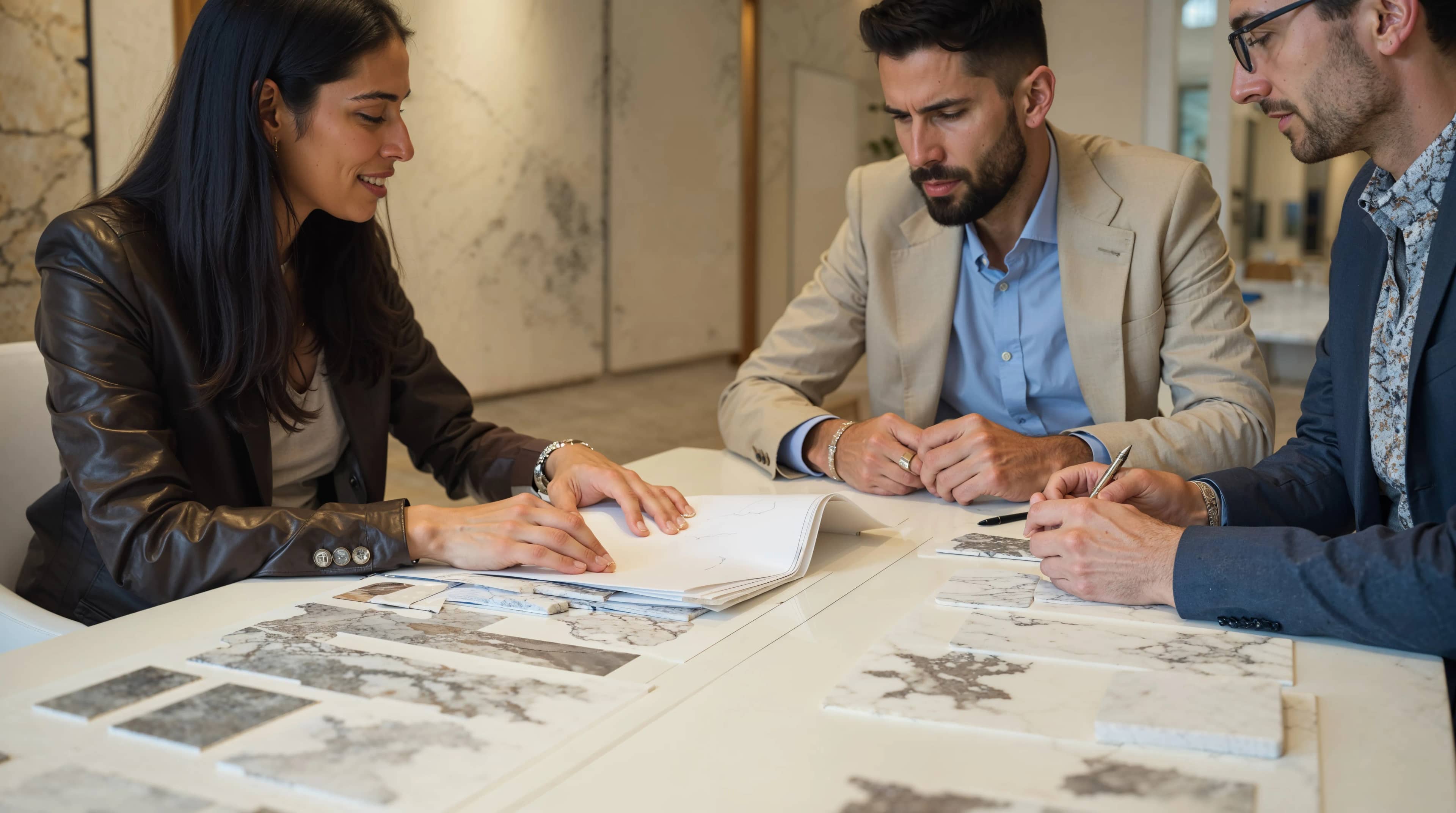 Distribución Mundial de Piedra Natural Consulta profesional de selección de mármol con muestras